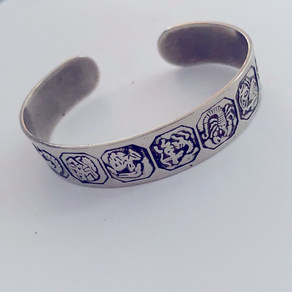 Vintage astrology birthday sign cuff bracelet